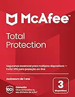 McAfee Total Protection | 3 dispositivos | Software de segurança cibernética inclui antivírus, VPN segura, gerenciador de senhas, monitoramento da Dark Web | Cartão-chave