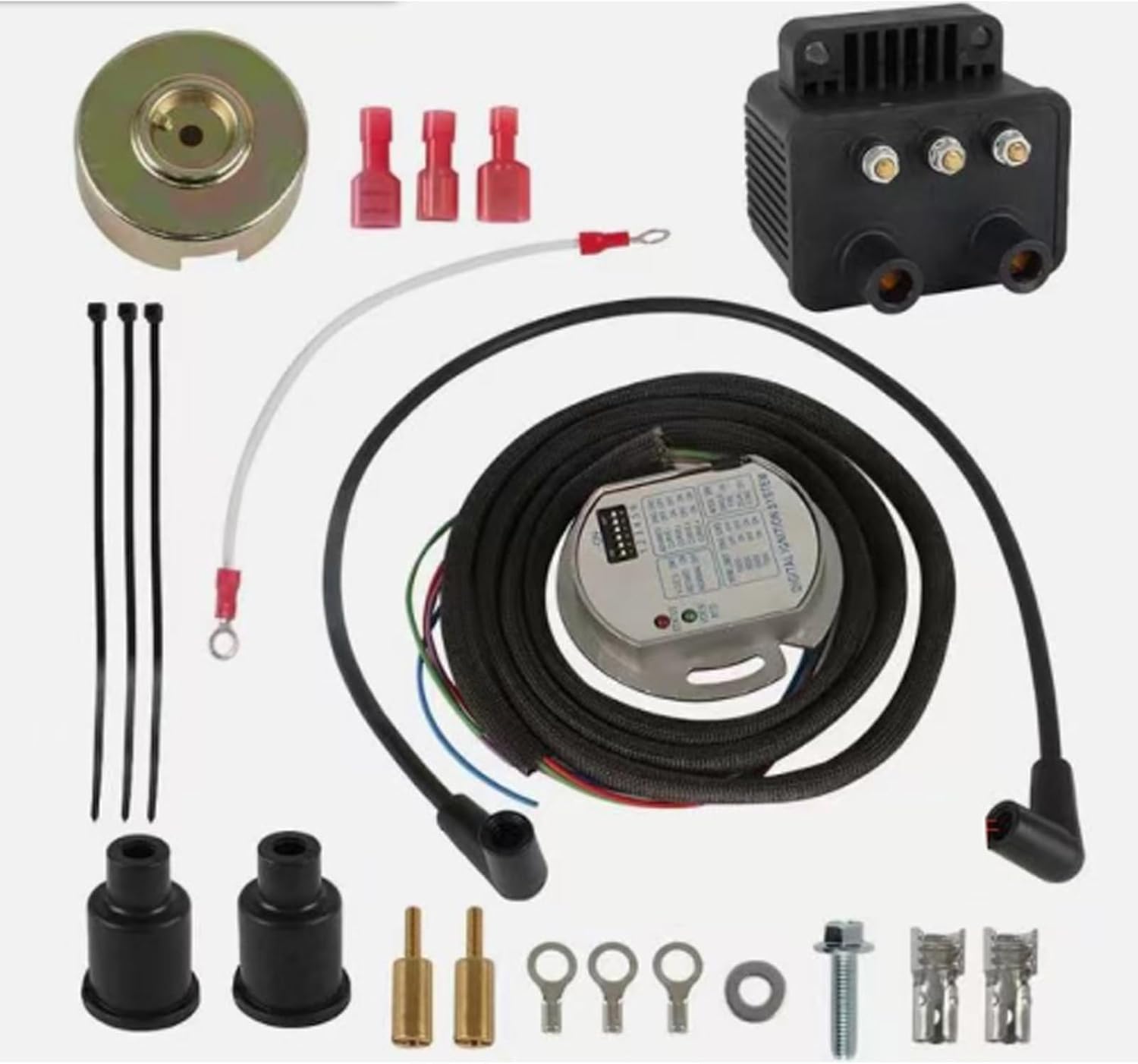 Single Fire Programmable Ignition Coil Kit - Compatible with 1970-1999 Harley-Davidson Big Twin (Except Twin Cam) & 1986-2003 Sportster (Except S models), Replaces 53-660