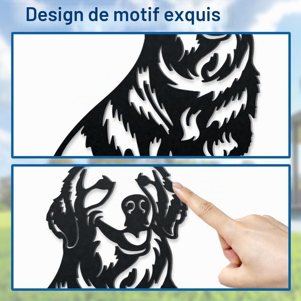 WADORN Piquet Décoratif en Métal de Chien - Statue d'Extérieur Jardin Golden Retriever Silhouette - Art en Métal Ornement Cadeau pour Pelouse, Cour et Patio