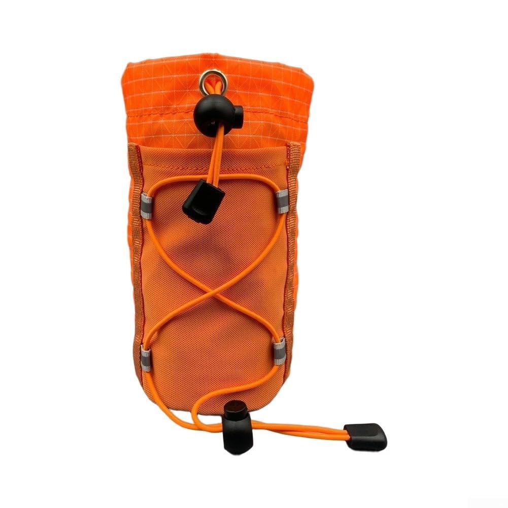 QuivyLivy Lightweight Water Bottle Holder, Nylon Sleeve Pouch For Cycling Backpack Straps, Adjustable Drawstring Closure, Stores Bottle Or Two Phones, Gray Black Purple(orange)