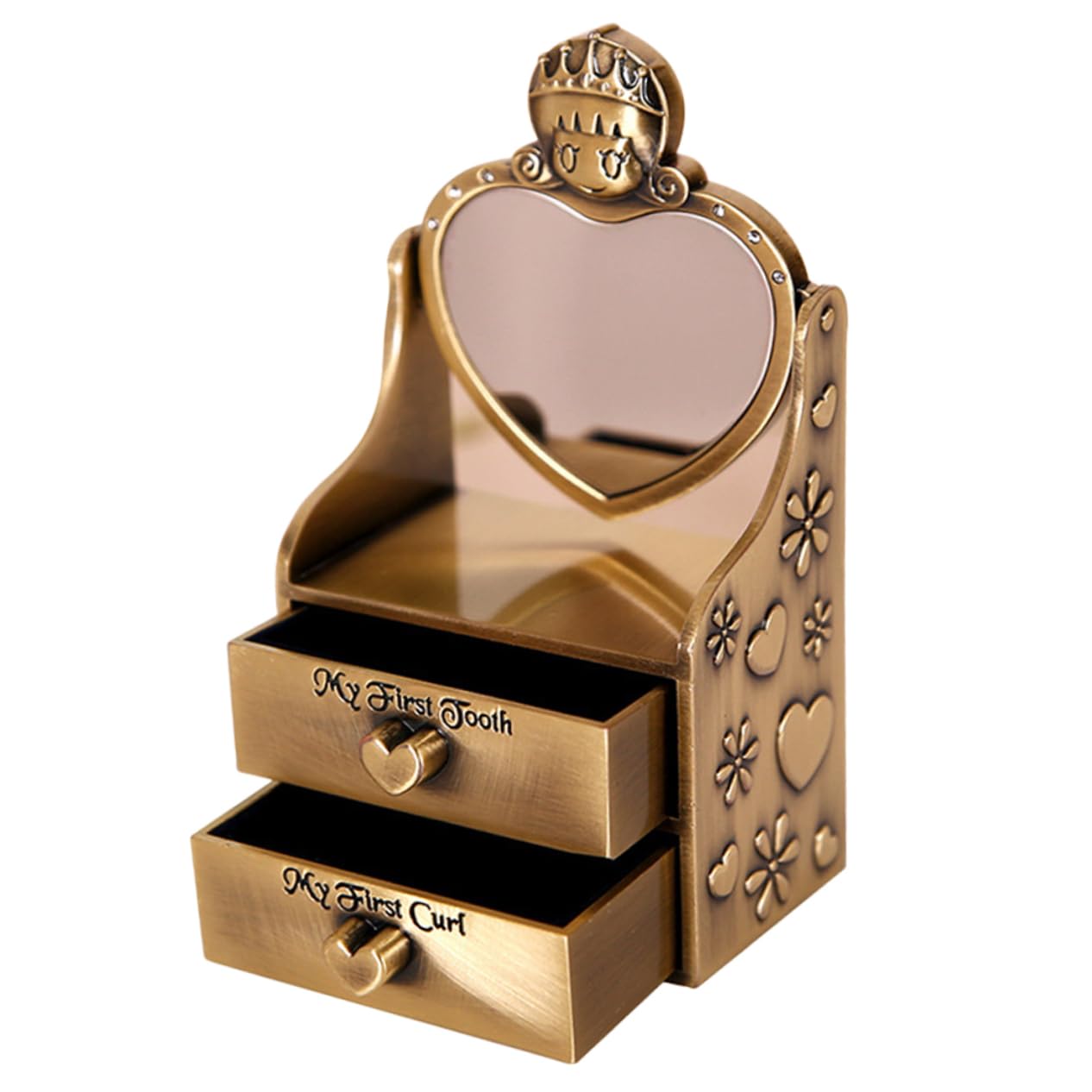 UPKOCH Caja De Almacenamiento De Dientes y Cabello Para Bebés Caja De Recuerdos De Metal Diseño Vintage Para Primer y Mechón De Cabello Para Mamás y Niño Niña
