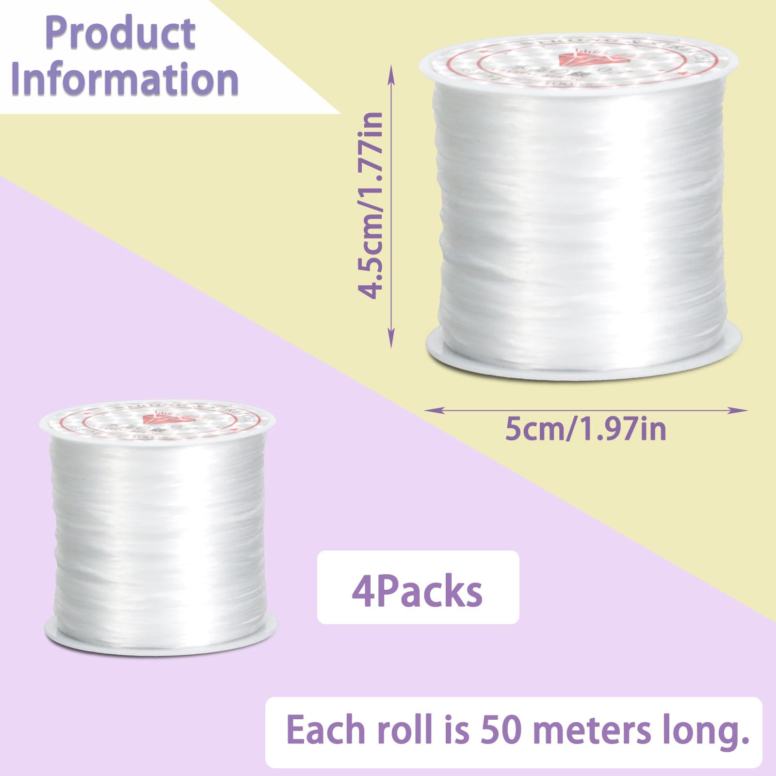 4 Rolls 1mm Elastic String For Bracelets White 656Ft Stretchy Cords Stretch Bead Cord Elastic Beading Thread for Bracelet Necklaces Clay Beads Jewelry Making - Image 2