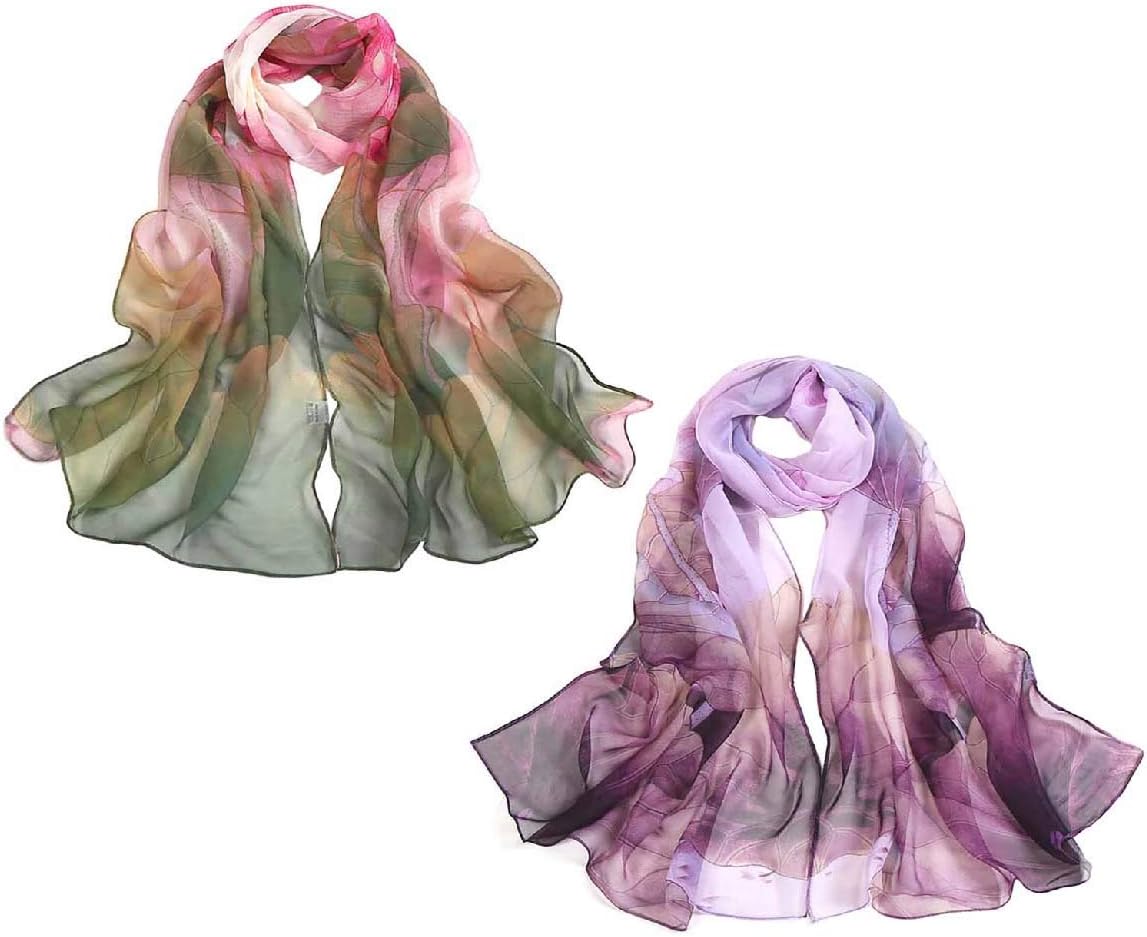 Acotavie 2 Pcs Scarfs for Women Lightweight Scarves Fashion Floral Print Shawls Holiday Gifts Scarf Acotavie 2 Pcs Scarfs for Women Lightweight Scarves Fashion Floral Print Shawls Holiday Gifts Scarf