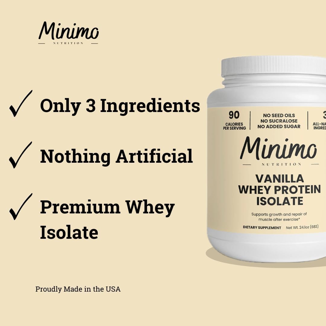 Whey Isolate Protein Powder, Vanilla, Only 3 Ingredients, Whey Protein Isolate, No Seed Oils, No Added Sugar, No Sucralose, 1.51 lbs
