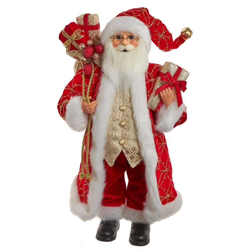 Père Noël Rouge Kringle Klaus Kurt Adler de 43,2 cm avec ses cadeaux traditionnels