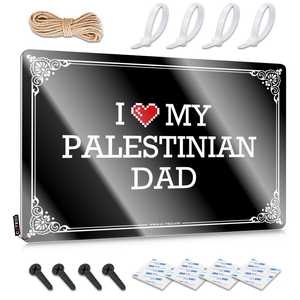 Bedroom Decorations Waterproof Tin Wall Decor | I Love My Palestinian Dad Chic For Checkout Living Room(20X30CM)