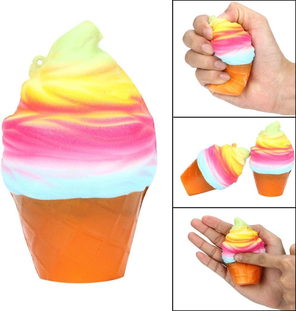 Echou Squishy Ice Cream 6 inch Squeeze Toy New Jumbo Squishy Ice Cream Cone Slow Rising Cake Scented