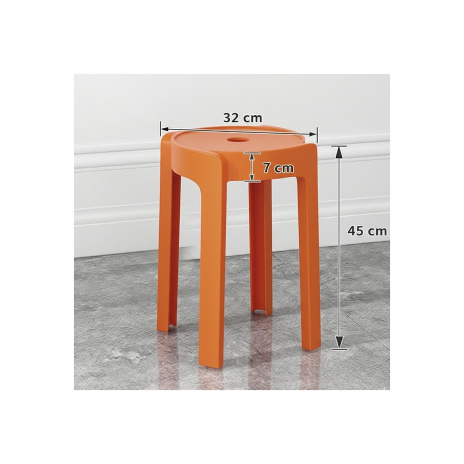 12 Tabourets Gigognes empilables BM Home Tab-Orange en Plastique, légers pour la Maison, Salle de Classe, Cuisine, Jardin