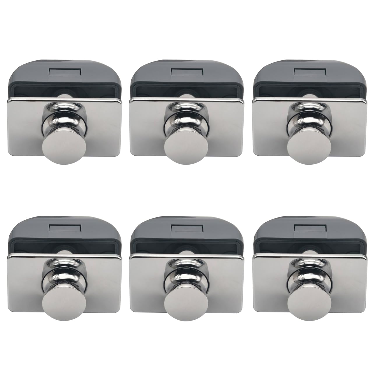 6 Packs PUROCEAN Metal Push Button Latch Square RV Push Button Catch (Chrome-2)