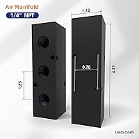 Vista 2 de 1/4" colector de compresor de aire en línea NPT, divisor de manguera de línea 3 vías 5 puertos Colector neumático bloque de distribución de aire