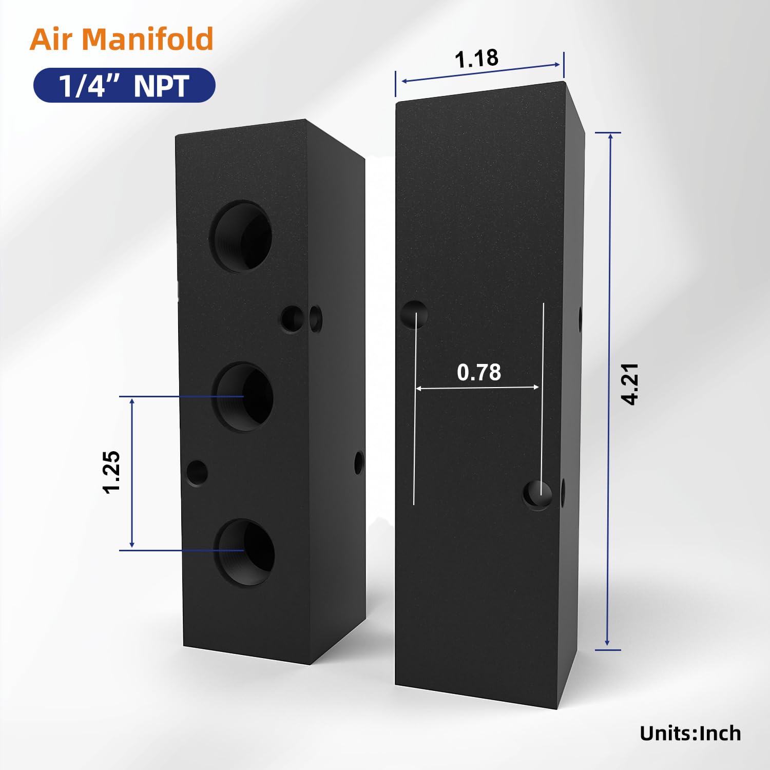 Collecteur d'air en ligne NPT de 6,35 mm, répartiteur de tuyau à 3 voies 5 ports, bloc de distribution d'air avec accessoires