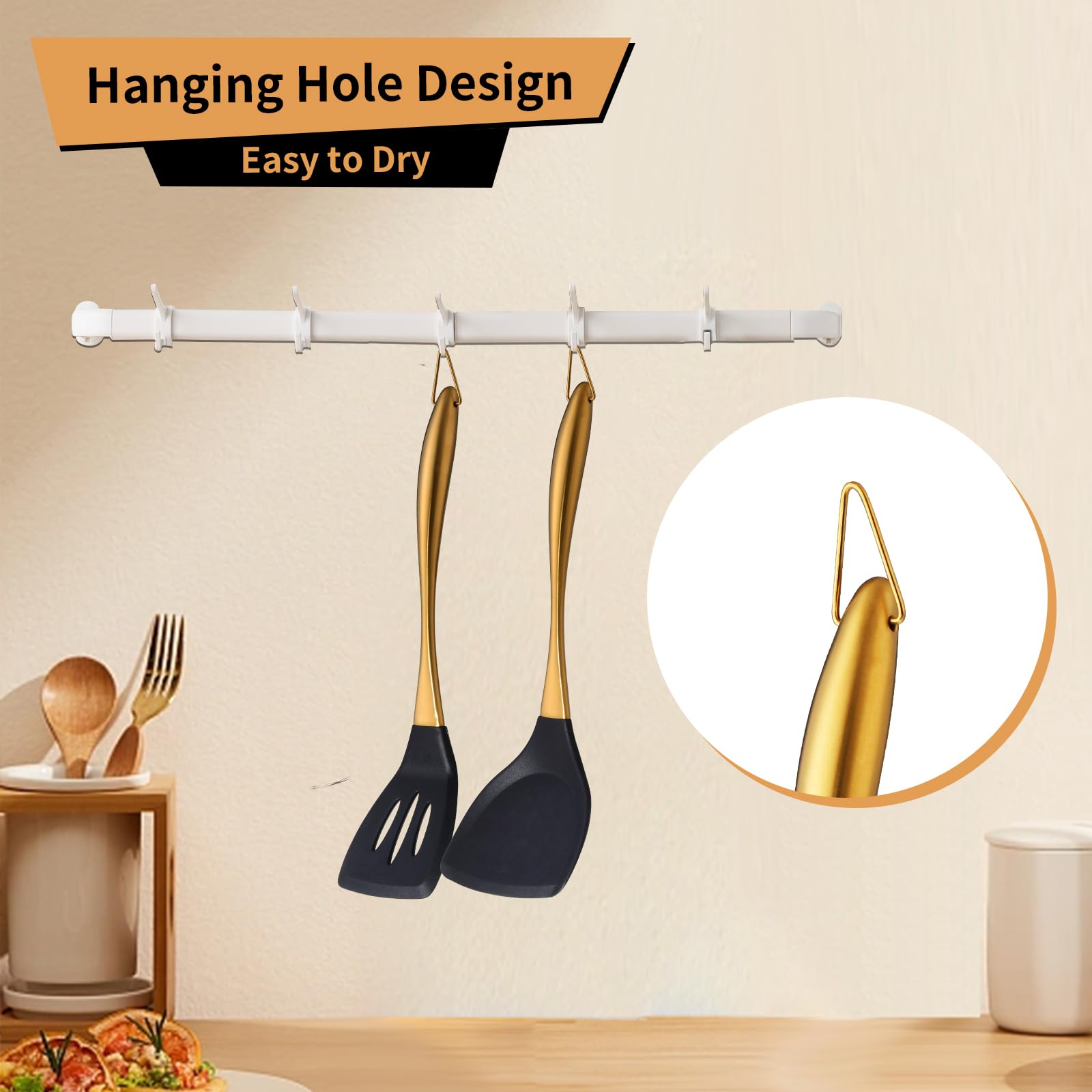 TEHAHA - Paquete de 2 espátulas de silicona, espátula de silicona de grado alimenticio y ranurada, espátula de silicona resistente al calor con mango de acero inoxidable, utensilios de cocina
