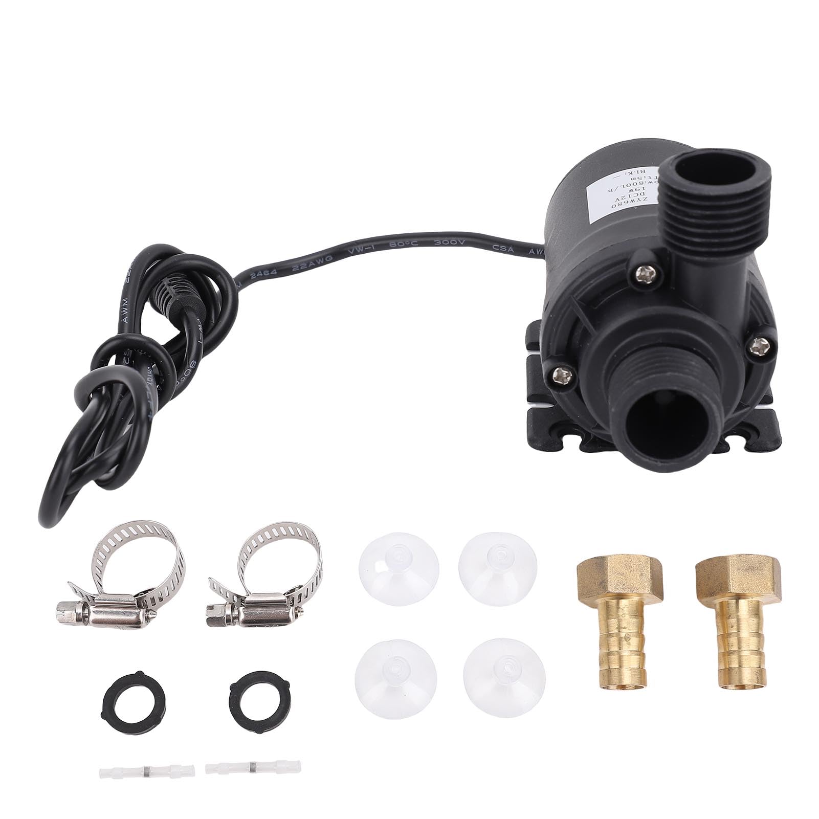Generic Pompa Dell'acqua con Motore Senza Spazzole DC 12V, Alta Pressione, Silenziosa, 800 L/h, Sollevamento 5 M, per Piscina Solare e Laghetto