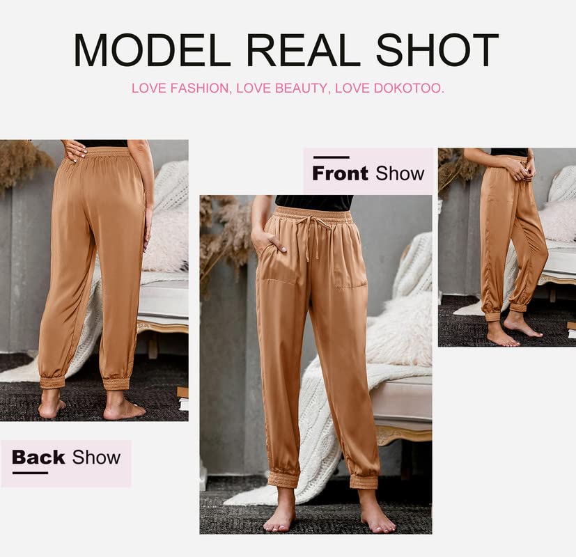 Image of Dokotoo Womens 2026 Soft Casual Drawstring Tie Elastic Waist Loose Jogger Pants with Pockets