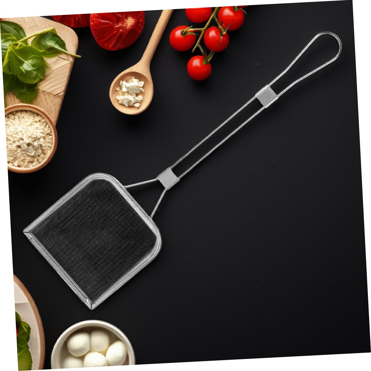 2 Pièces Cuillère Passoire Carrée Acier Inoxydable Écumoire à Huile Pour Friteuse Usage Cuisine Professionnel Maille Fine Résidu Friture Nourriture Poignée Filtre Pâtes Chaud