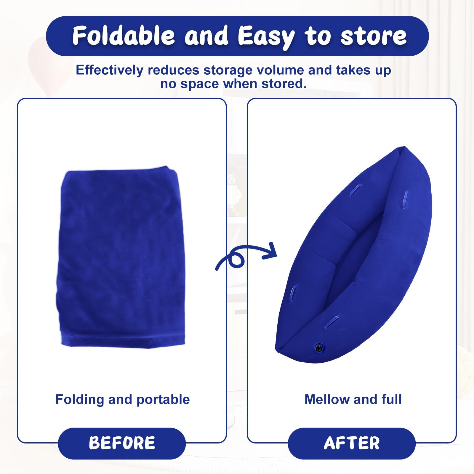 Sensory Peapod Chair for Kids, 60" Inflatable Peapod for Children, Sensory Toys for Kids with Autism, Inflatable Peapod Canoe with Electric Air Pump, Blue