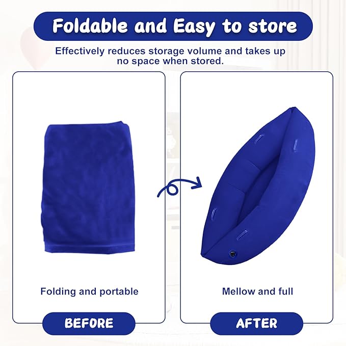 Sensory Peapod Chair for Kids, 60" Inflatable Peapod for Children, Sensory Toys for Kids with Autism, Inflatable Peapod Canoe with Electric Air Pump, Blue