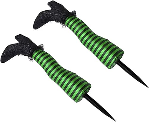 2 letreros luminosos de Halloween para exteriores, decoración de patio con estacas, patas de bruja con tacones altos LED para fiestas, jardín,