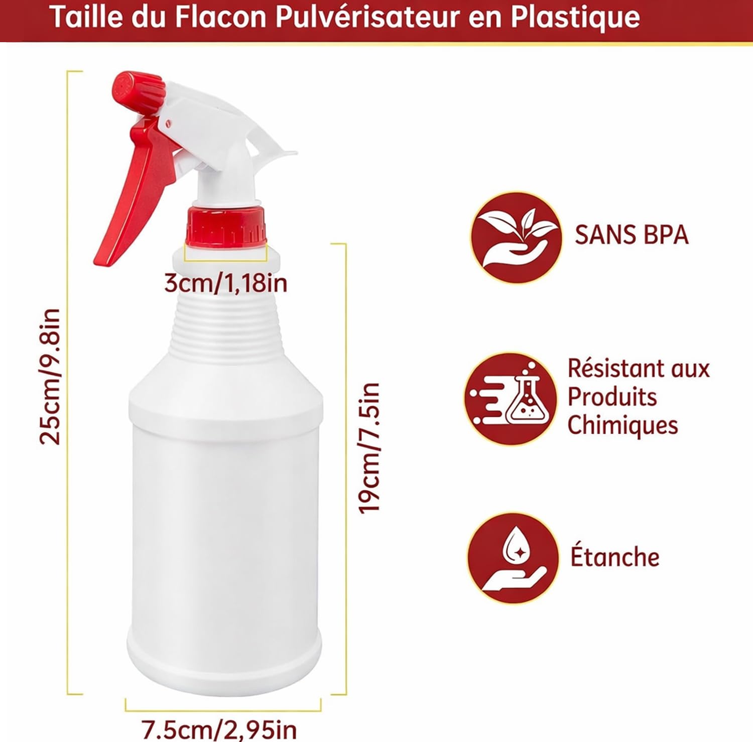 Lot de 12 Vaporisateurs Vides 500ml, Bouteilles Spray en Plastique avec Buse Réglable (Jet/Brume), Flacons Pulvérisateurs Étanche pour Nettoyage, Jardinage et Maison