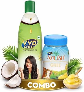 VVD Gold Pure Coconut Oil 500 ml with Cow Ghee 50 ml Combo Pure Coconut Oil &amp; Rich Cow Ghee