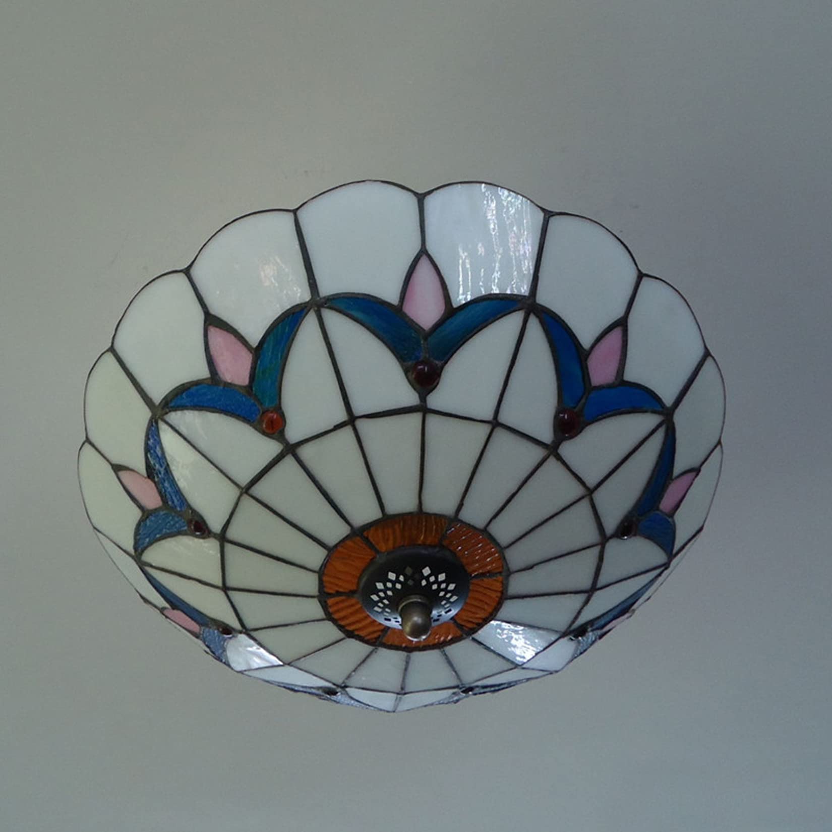 Sufitowe oprawy oświetleniowe do montażu podtynkowego z ręcznie wykonanymi abażurami witrażowymi tradycyjna retro odwrócona lampa do salonu sypialni hotelu 50 cm (30 cm)
