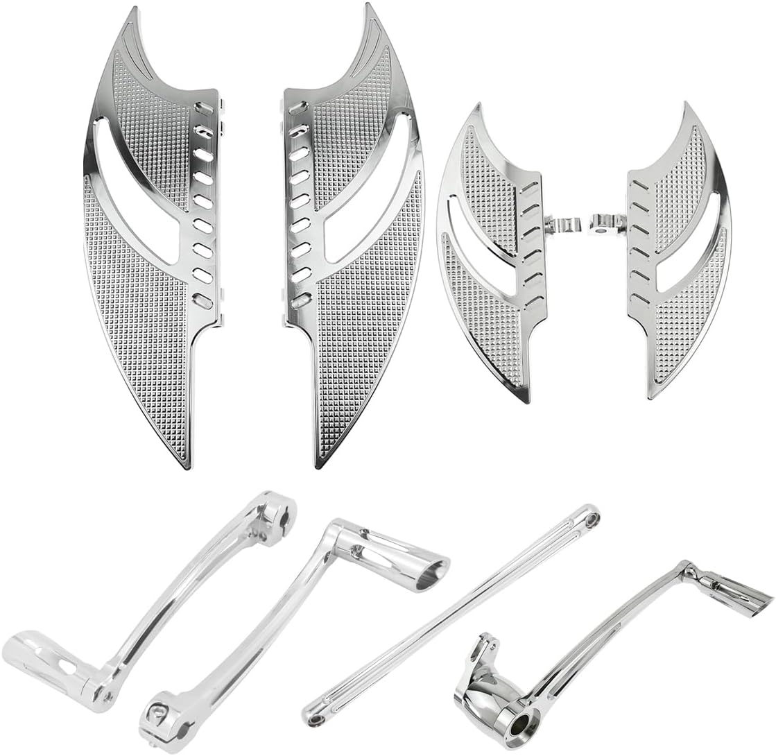 HDBUBALUS Motorcycle Front Rear Floorboards Driver Passenger Footboards Foot Peg Shift Lever Linkage Brake Arm Kit Fit For Harley Touring Electra Road Glide 2014-later (Hollow-Stlye Set(Black))