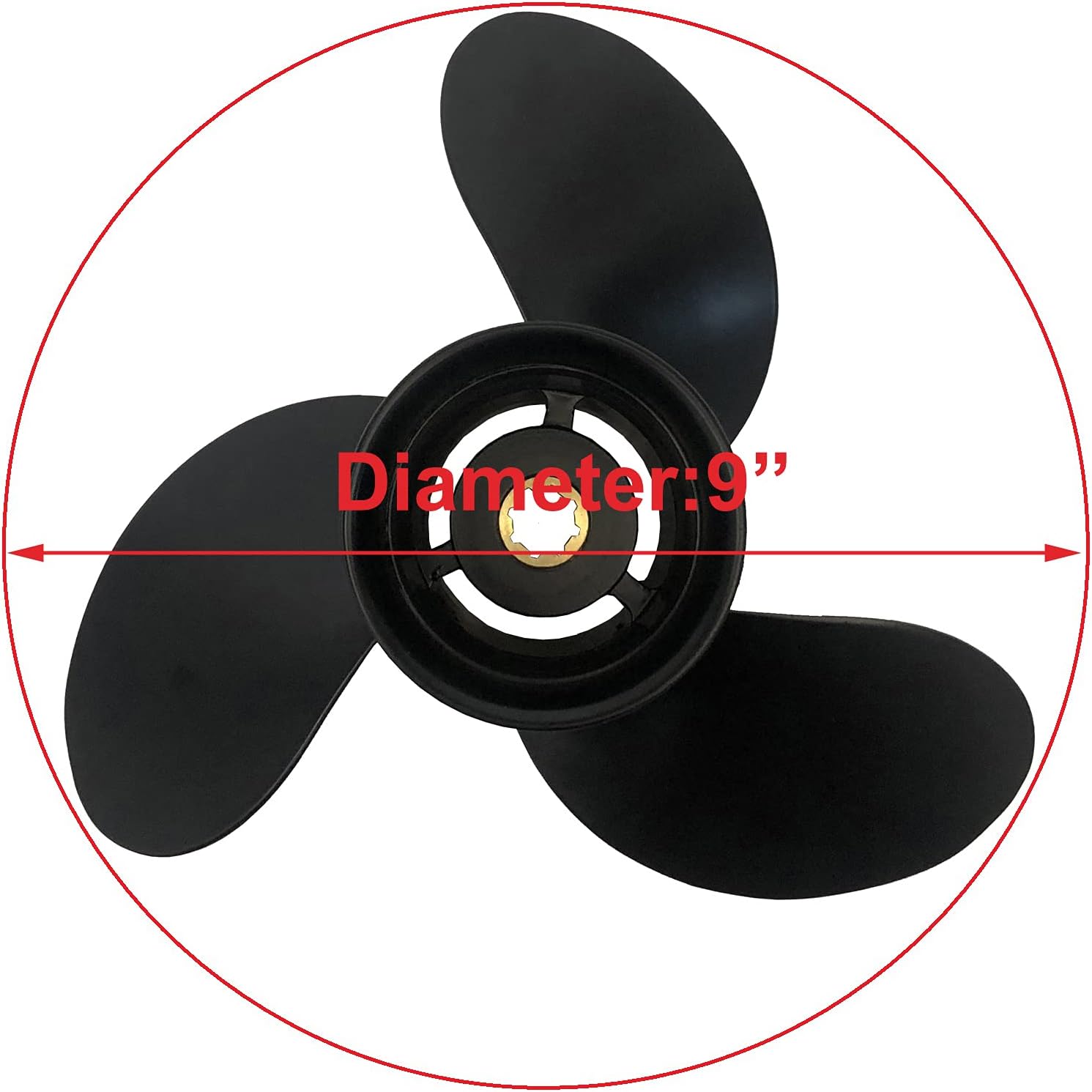COPKINGO Boat Engine Propeller 9 x 9 for Mercury 6-15HP 48-828156A12 Aluminium Alloy Outboard Propeller 8 Spline Tooth 2-1/2" Gearcase 3 Blade : Sports & Outdoors