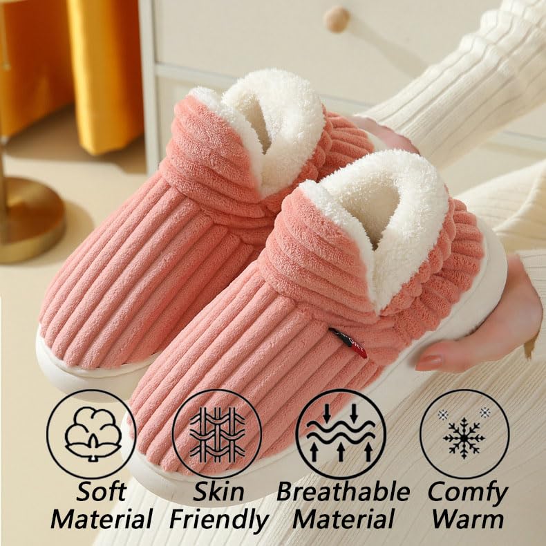 Pluffy Slipper Booties Women Men, Plush Ankle Booties Slippers Warm Fuzzy Comfy House Anti-Slip Thick Sole Winter Slipper2