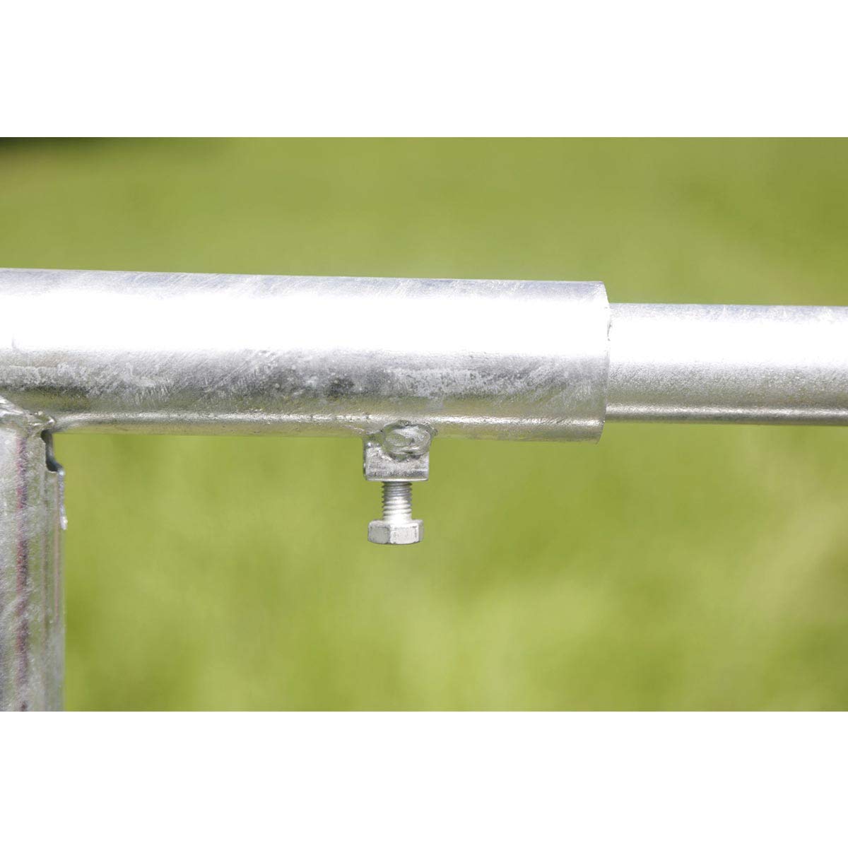 Agrarzone Cancello per pascolo zincato 110 cm regolabile 1m - 1,7m | Cancello con set di montaggio | Cancello elettrificabile per l'accesso sicuro al pascolo | Cancello per recinzioni elettrificate