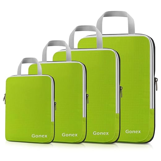 Gonex Compression Packing Cubes, 3pcs/4pcs Expandable Storage Travel Luggage Bags Organizers