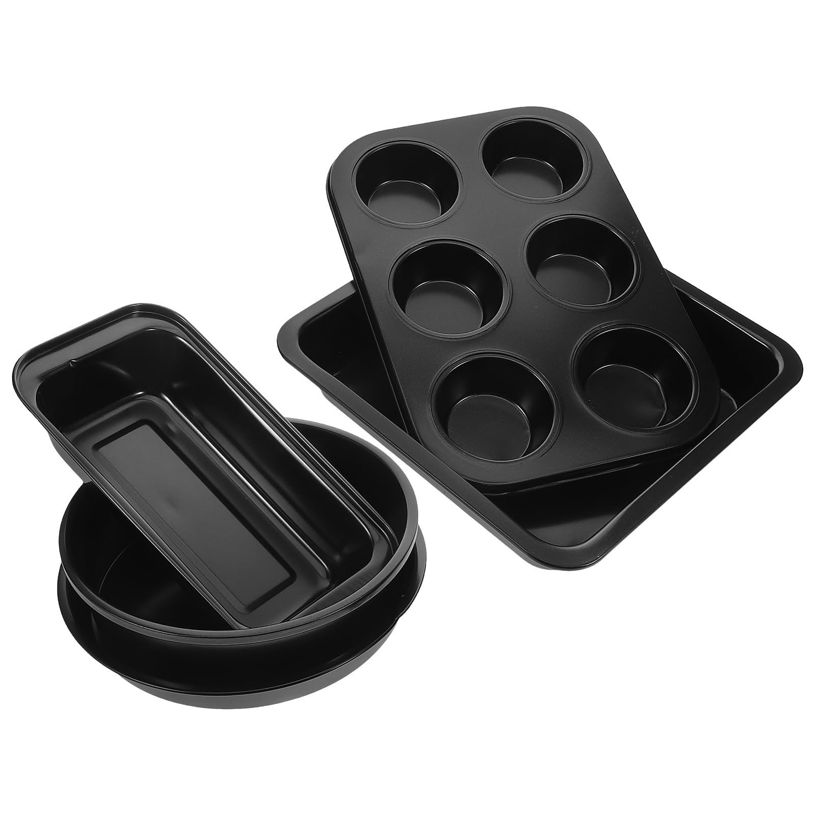 Set 5 Pezzi Teglie da Forno in Acciaio al Carbonio Nero, Versatili e Facili da Pulire, Perfette la Cucina la Preparazione di Dolci e Pane