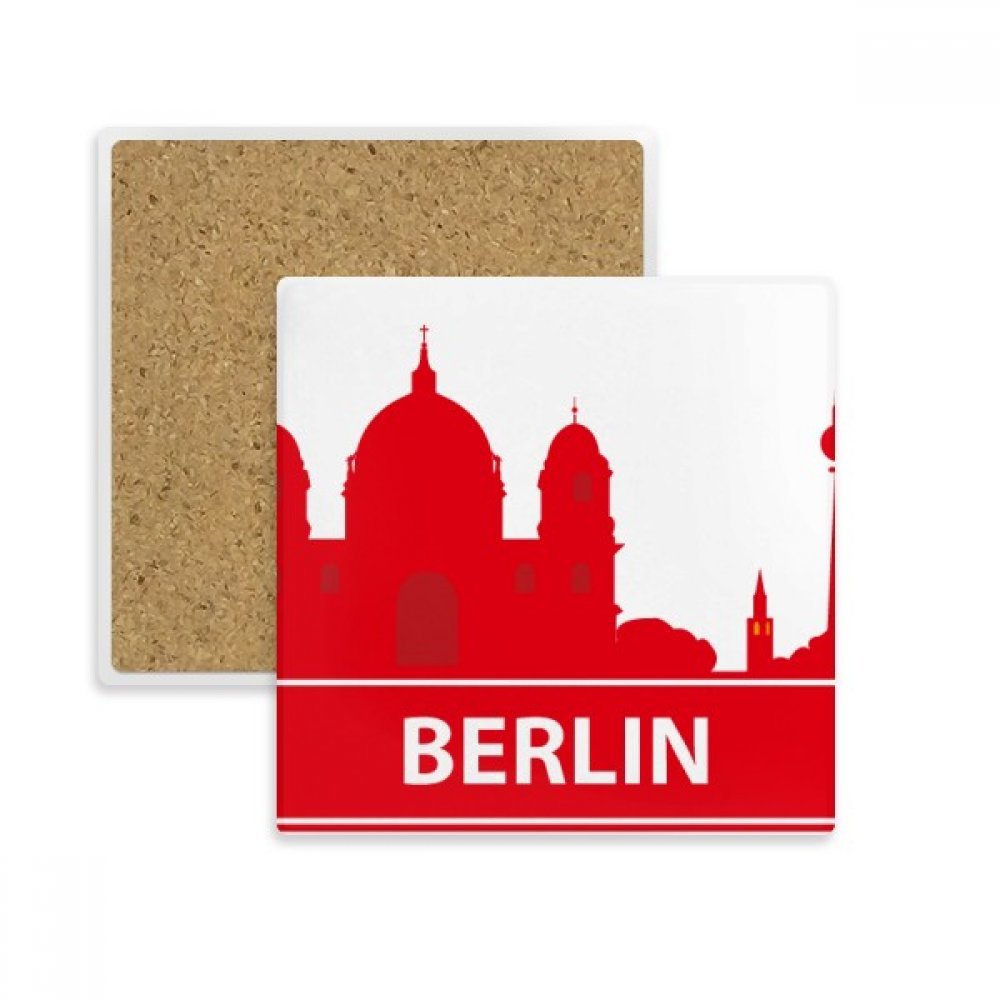 Coaster Berlin Allemagne Rouge Tasse Porte de Pierre Support Absorbent