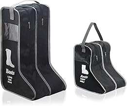 Lot de 2 Sacs à Bottes d'équitation, Portables, avec poignée, Sac à Chaussures de Voyage, avec Fermeture éclair, Sac de Rangement Anti-poussière pour Bottes Courtes et Hautes, Noir, Vent Neutre