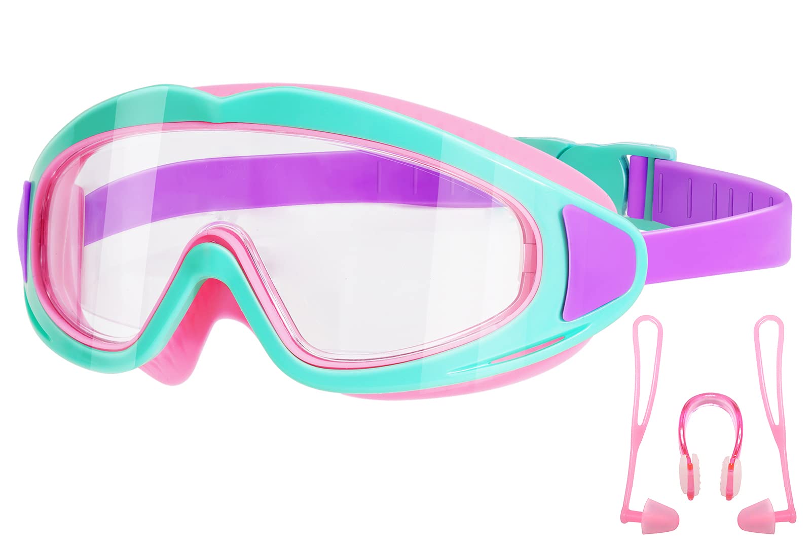 BOUTIKS® Máscara de Natación para Niños, Gafas de Natación, Gafas de Buceo para Niños Máscara de Buceo con Tapones para Los Oídos y Clips para la Nariz Incluidos, para Niños de 4 a 12 Años