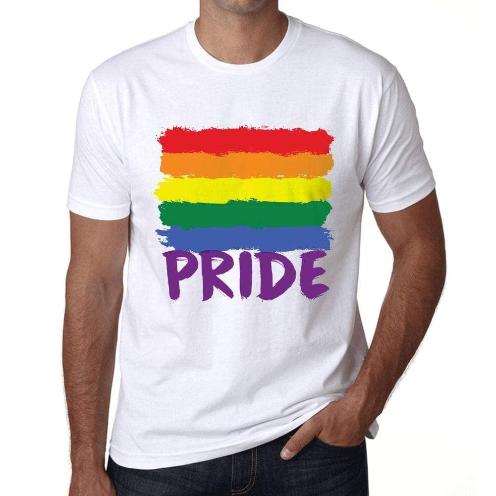Ultrabasic Men's White Graphic T-Shirt Lgbt Pride Eco-Friendly Limited Edition Short Sleeve Tee-Shirt Vintage Birthday Gift Novelty S
