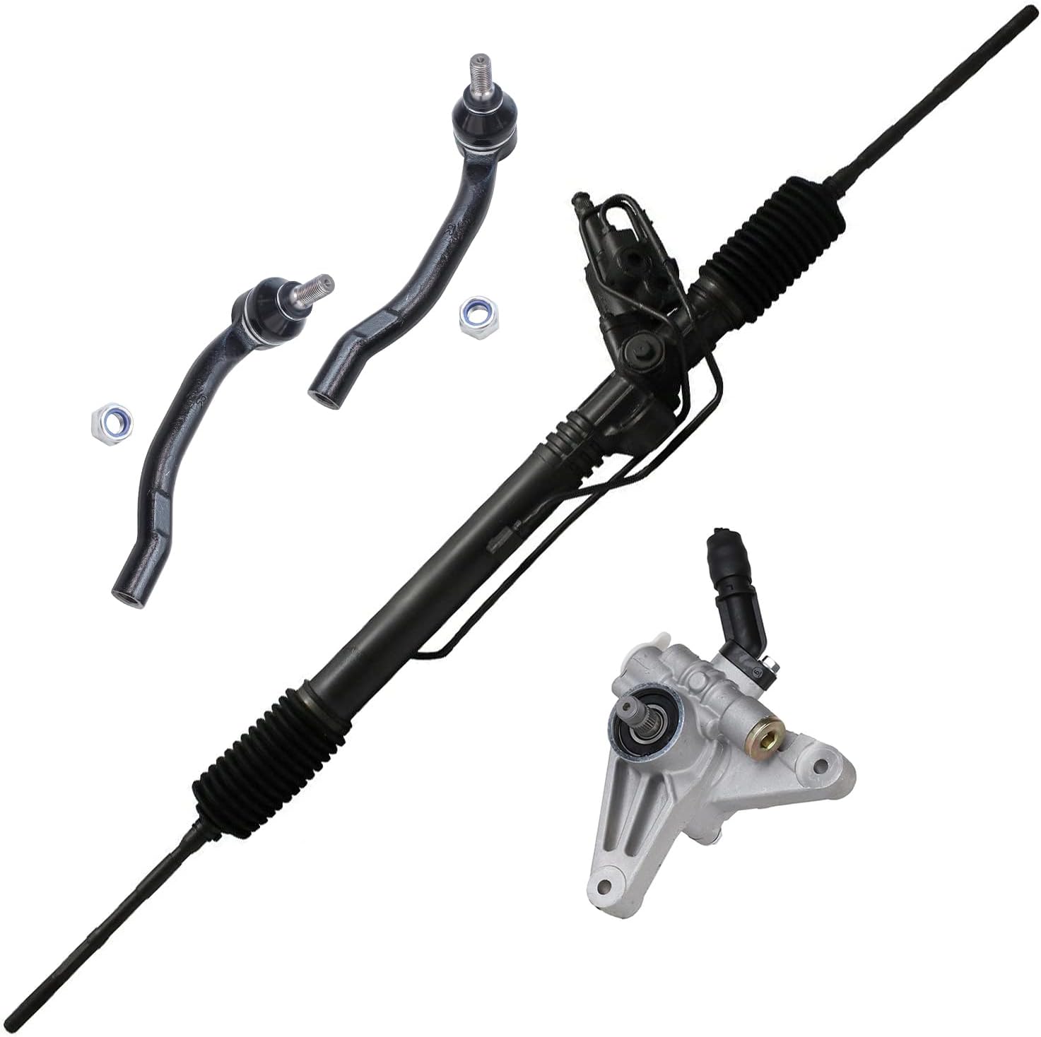 Detroit Axle 4pc Rack and Pinion Power Steering Pump Kit