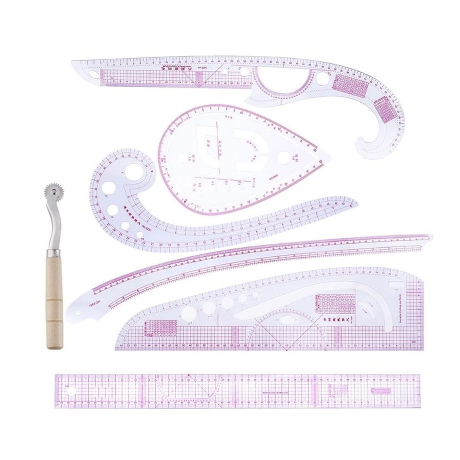 oiujhgCDS Rulers, 7 Piece Set Metric Clothes Curve Sewing Ruler Drawing Stencil Making Grading Rule