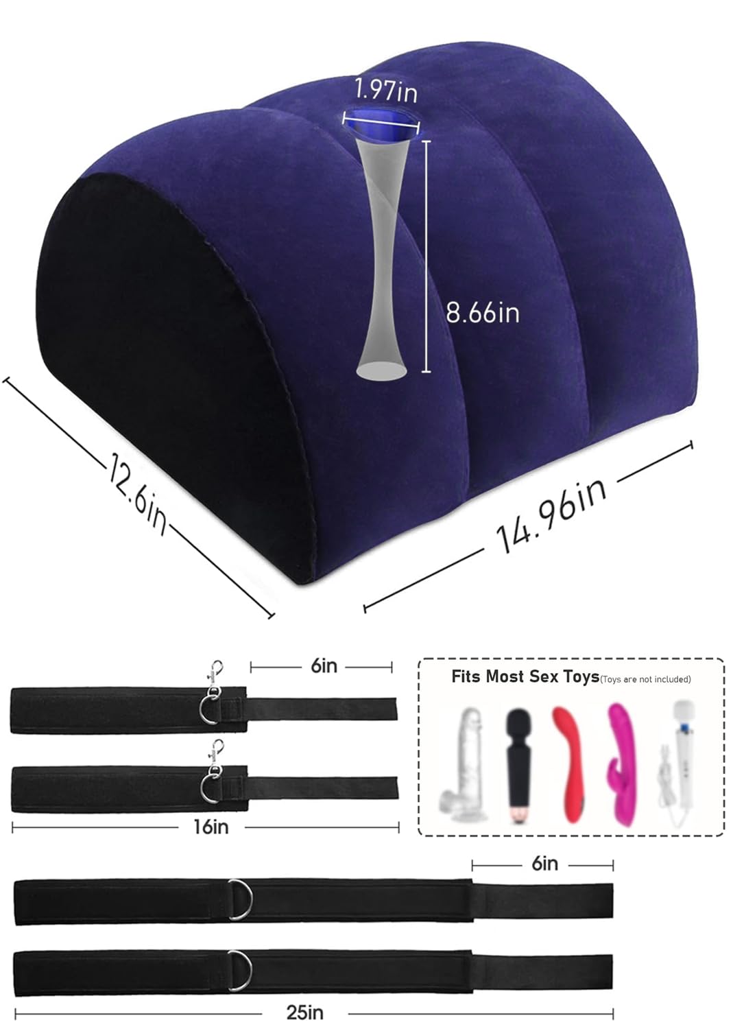 Cuscino con manette per piedi, set da bondage, cuscino gonfiabile, per amore, per coppie, principianti, colore blu