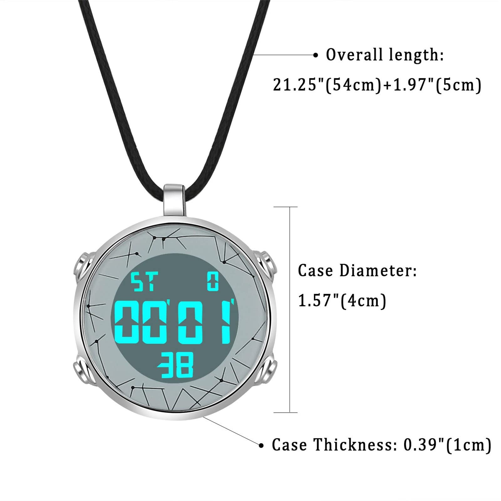 JewelryWe Reloj de bolsillo para hombre y mujer, reloj digital de cuarzo, resistente al agua, 30 m, fecha, semana, calendario, alarma, reloj deportivo con cadena de cuero, cadena de cadena, regalo