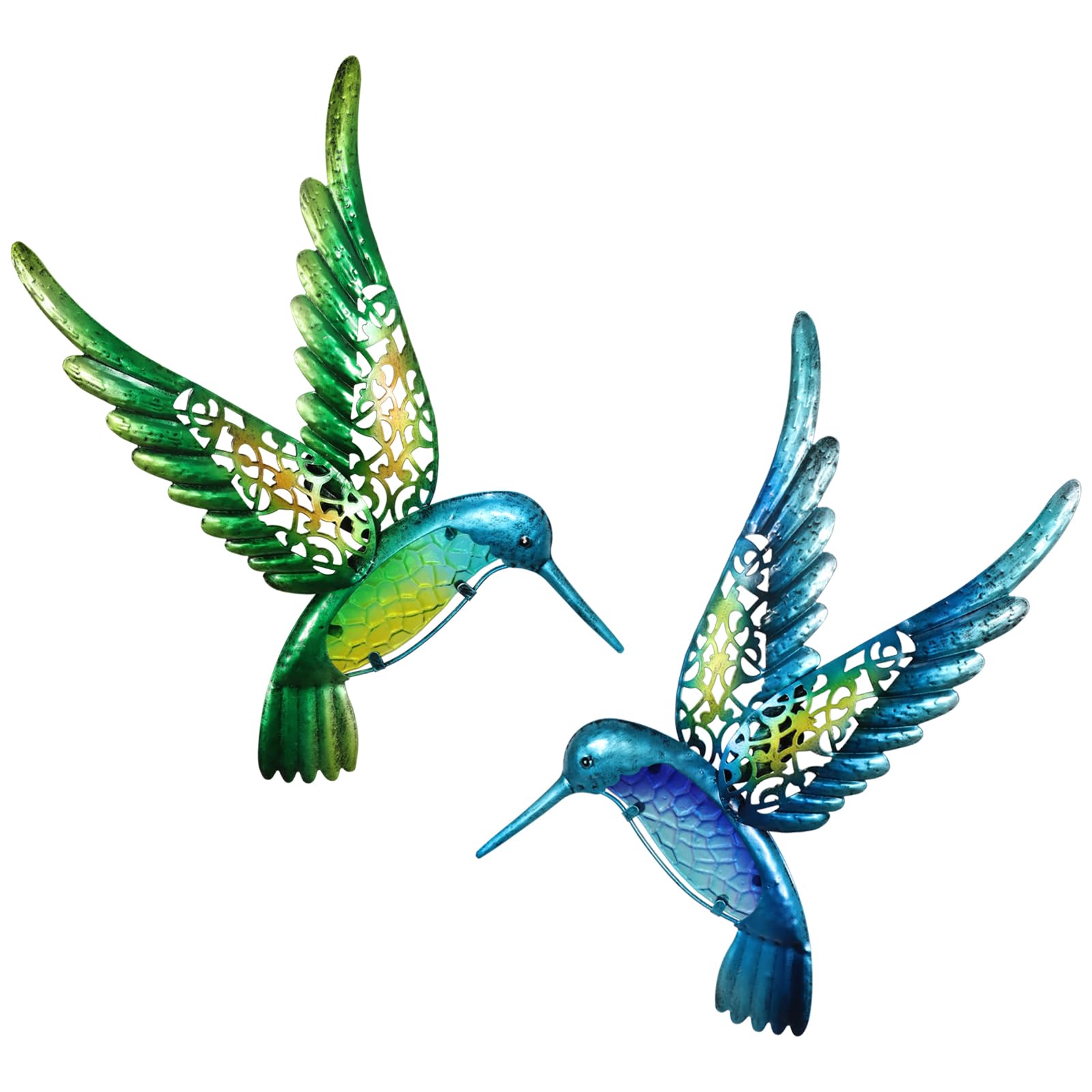 HONGLAND Metal Hummingbird Wall Art 15inch Metal Birds Wall Sculpture Garden Decoration Outdoor Statue Patio Fence Hanging Plaques 2 Pack â image 1