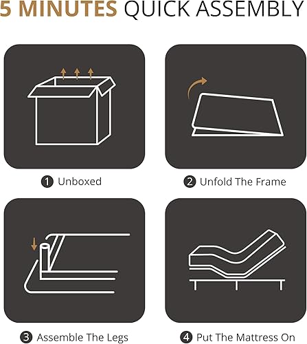 Miniatura 7 de Base de cama ajustable Queen con control remoto inalámbrico + colchón de espuma viscoelástica de gel de carbón de 14 pulgadas Queen en una caja,