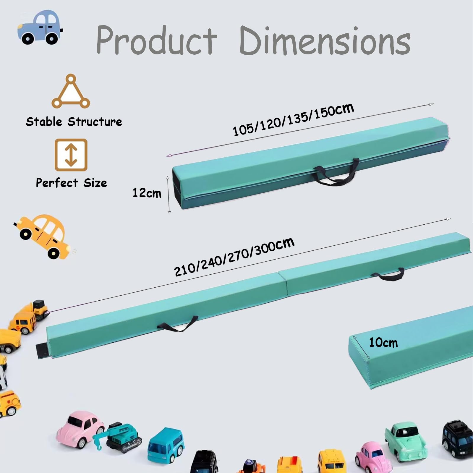 Gymnastics Beam 210/240/270/300cm Faux Suede, Folding Balance Beam Gymnastics Equipment for Home Girls Kids Adults Training,with Carry Handles Anti-Slip Base