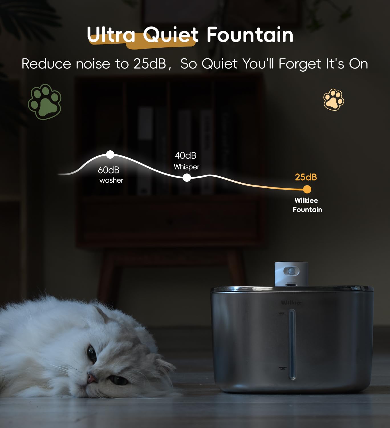 Cat Water Fountain Stainless Steel, 138fl.oz / 4.1L Wireless Cat Fountain, Pet Water Dispenser Cordless for Cats & Dogs Indoor - image 5