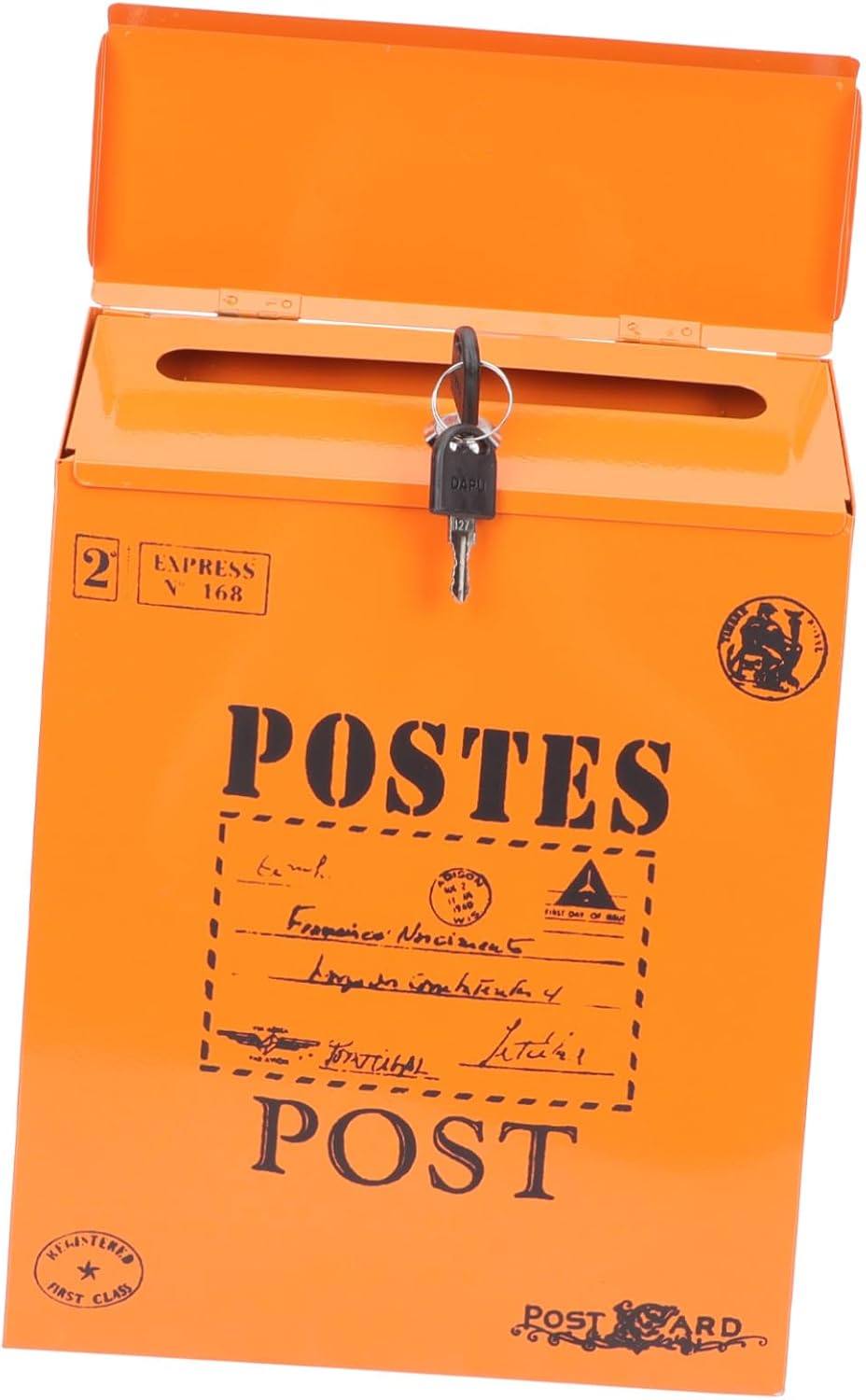 Veemoon Sturdy Vintage Mailbox Iron Letter Box for Porch Wall Mount Letter Case Lock