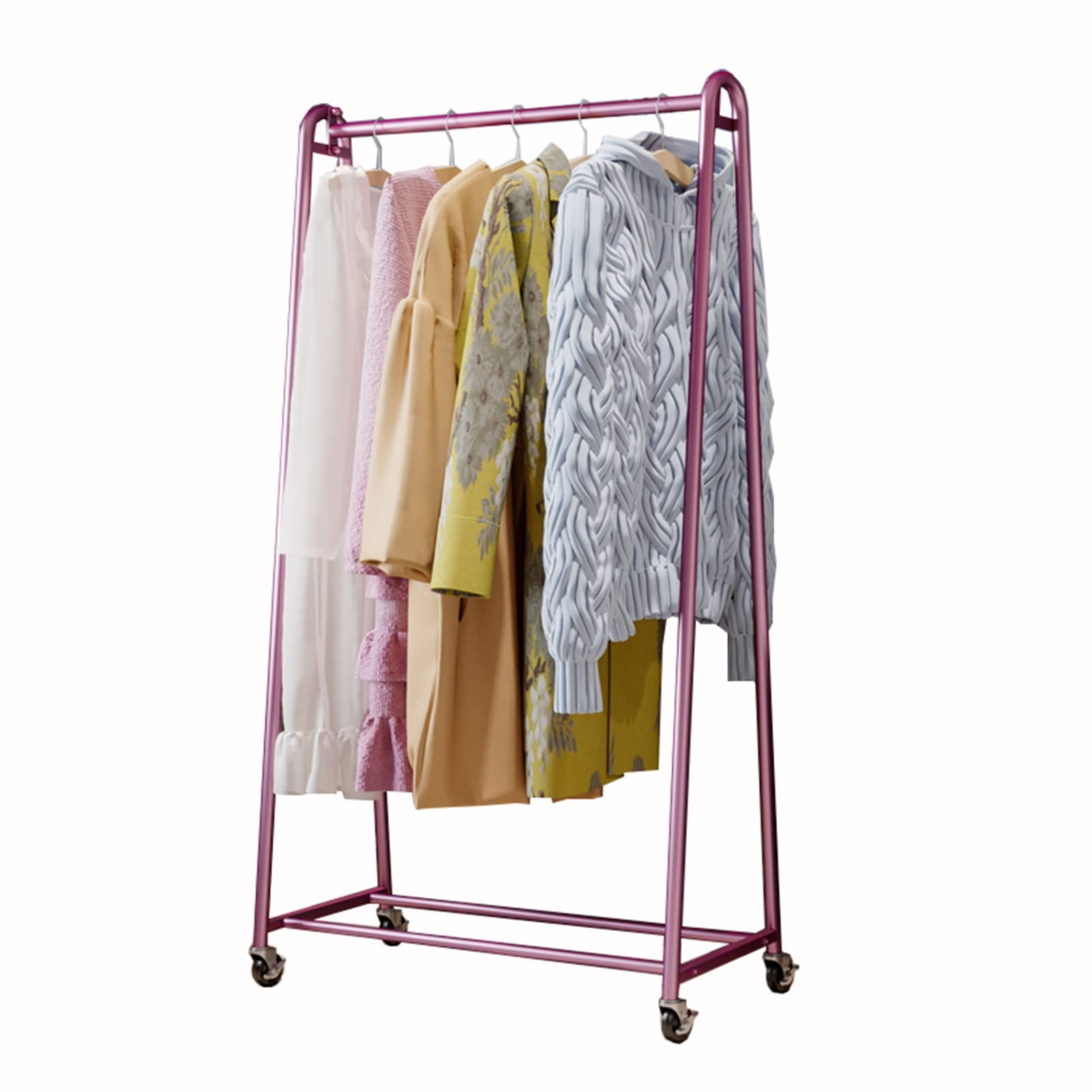JYBNBBE Adjustable Rolling Garment Rack with Wheels, Portable Clothing Organizer for Home and Business Use,Purple-100X40X150cm