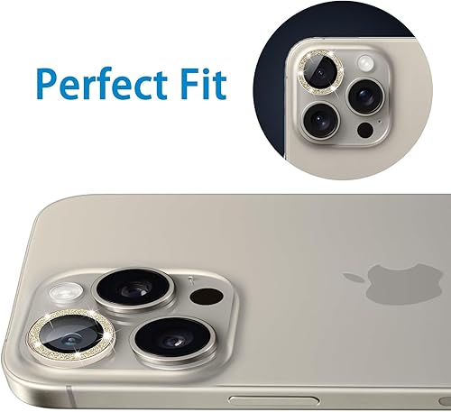 Miniatura 6 de Hsefo Protector de lente de cámara compatible con iPhone 15 Pro y 15 Pro Max, cubierta de lente de diamante con purpurina brillante, cubierta de