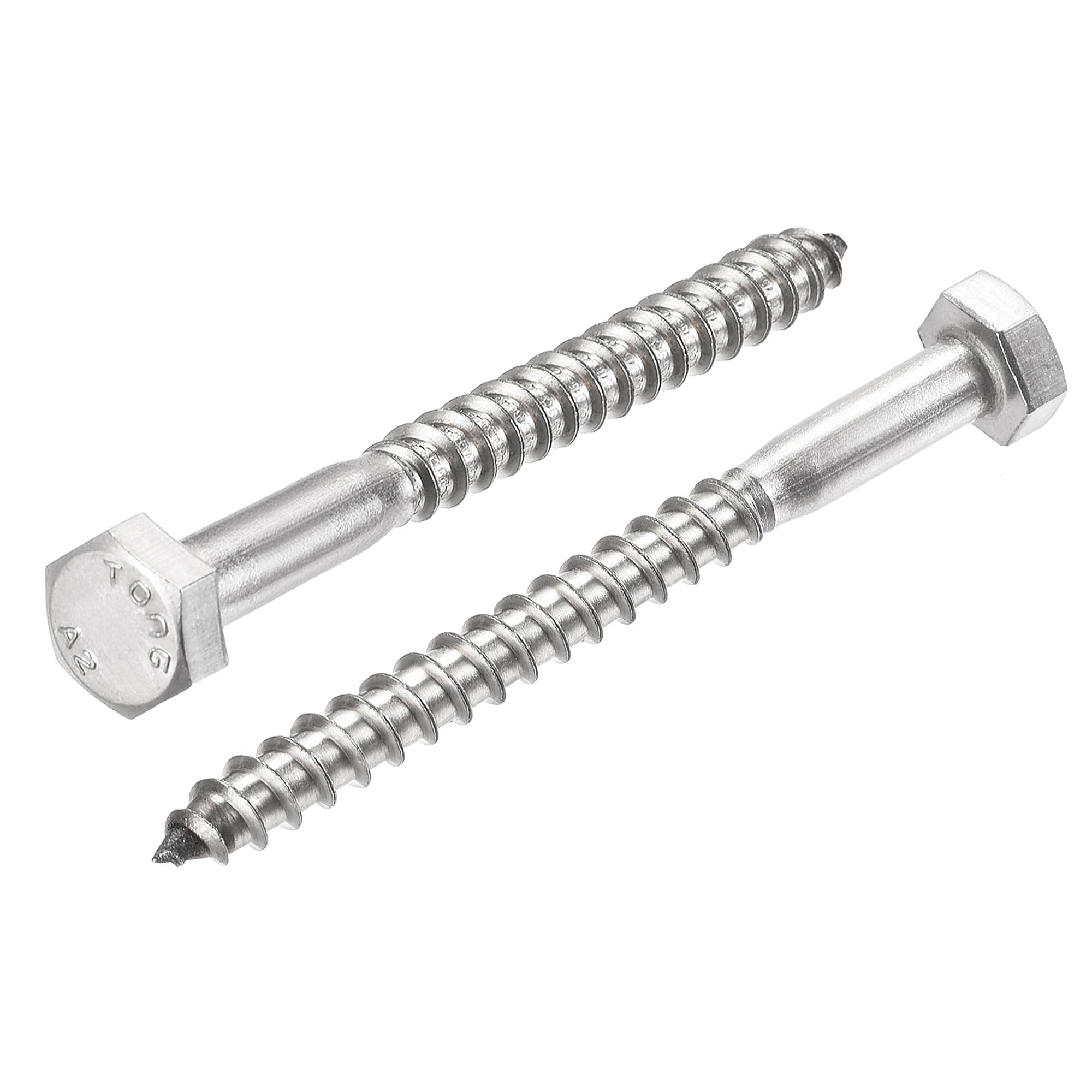 TA-VIGOR 10Pcs Coach Screws, M6 x 70mm Hex Head Lag Bolts, 304 Stainless Steel Sleeper Concrete Wood Screw Hexagon Lag Half Thread Self-Tapping Bolts for Outdoor Use in Decking, Fencing