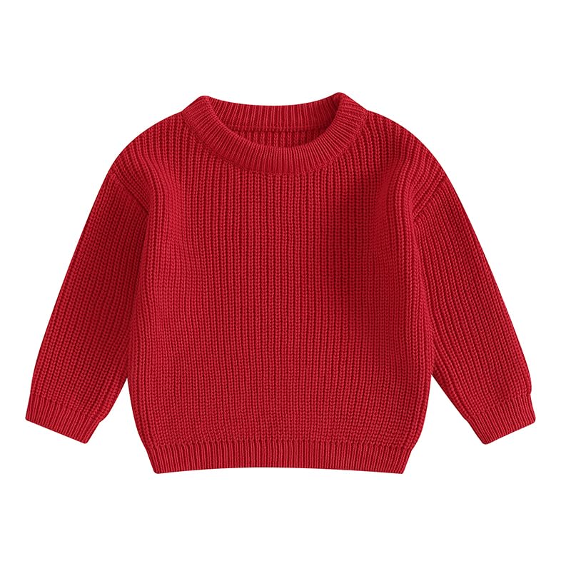 Image of Yoawdats Toddler Baby Girl Boy Long Sleeve Knit Sweater Cute Round Neck Pullover Fall Winter Warm Tops Clothes
