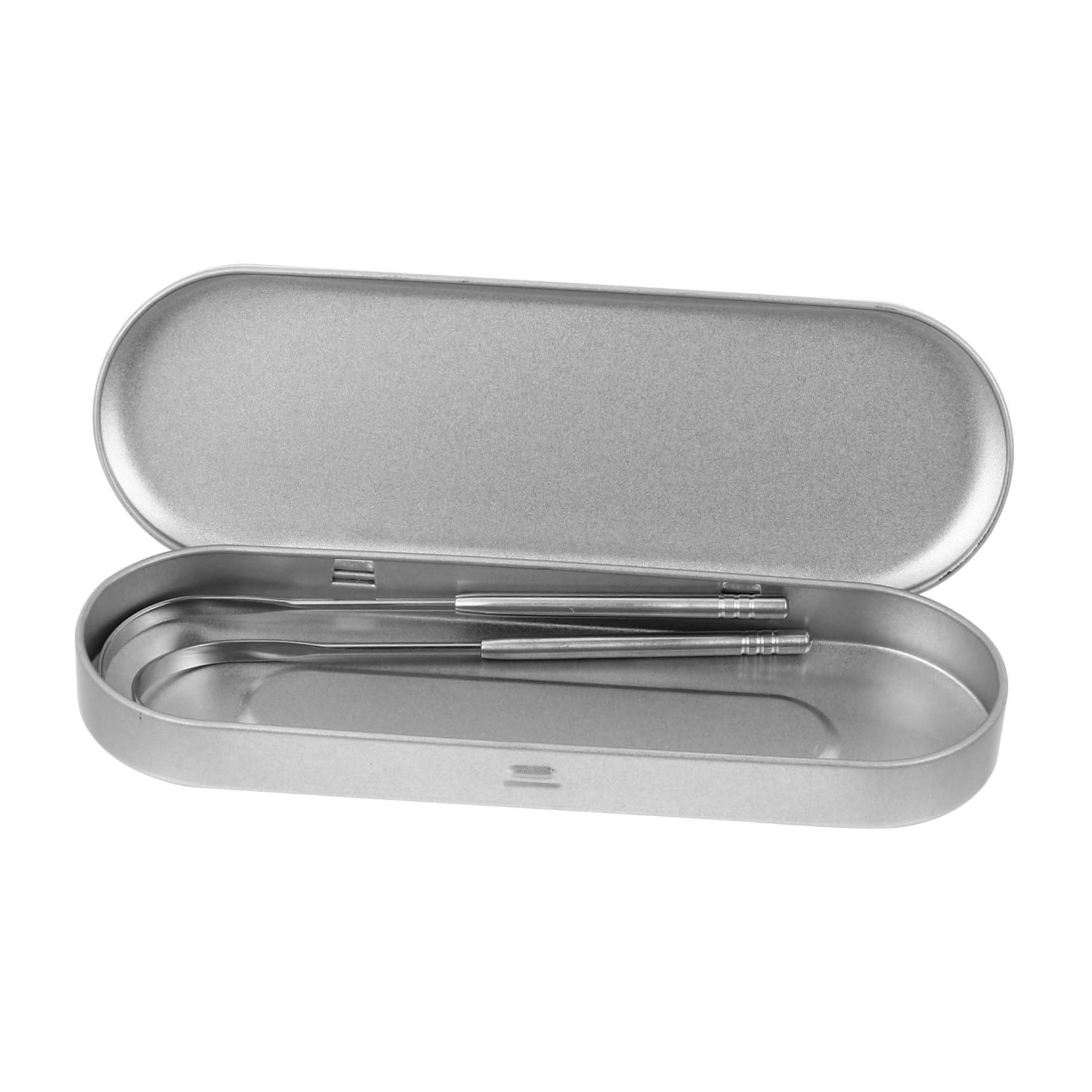 Ipetboom 2pcs Stainless Steel Oral with Iron Box Ergonomic Scraper Tool for Home Travel Durable Lightweight Design for Oral