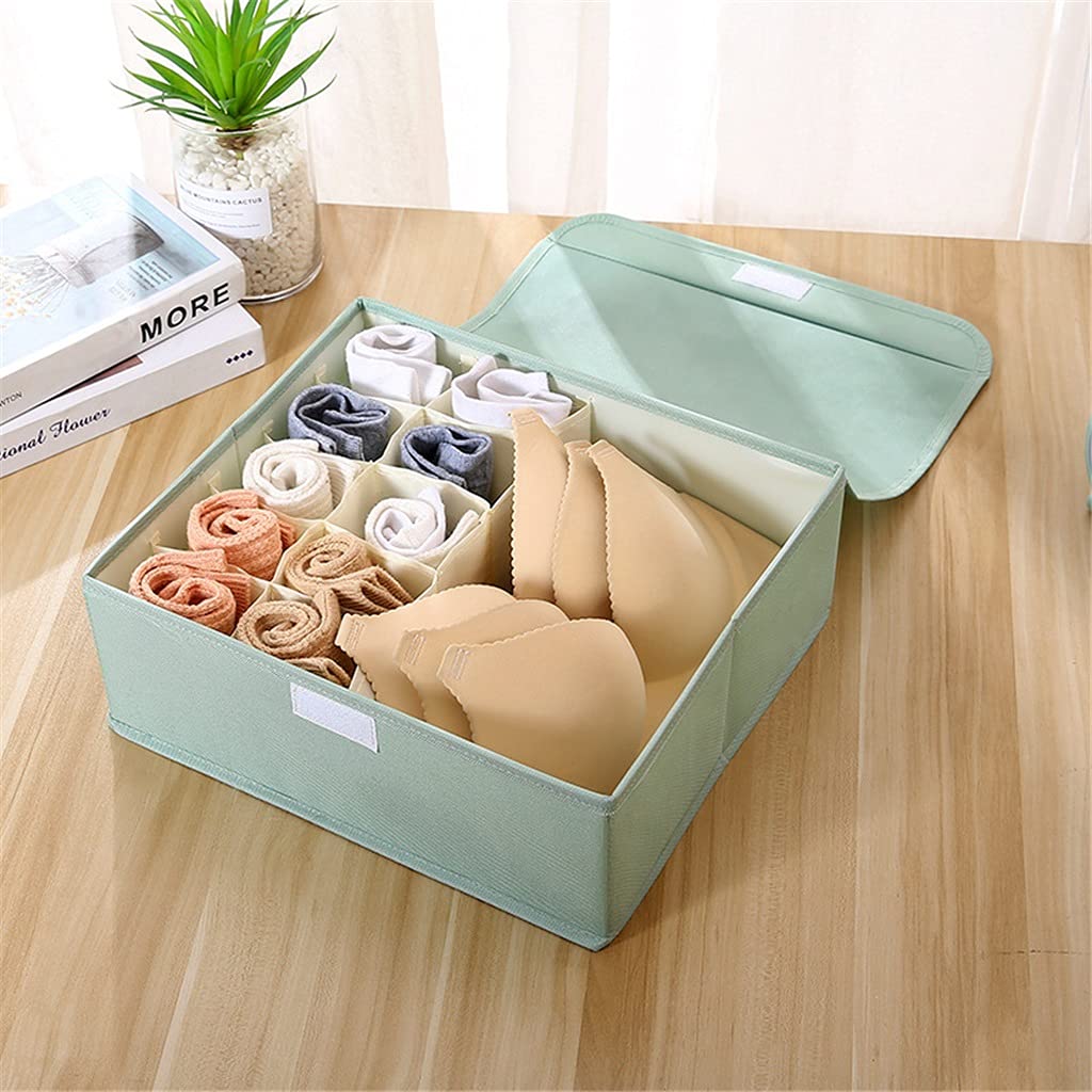 10+1 Griglie Biancheria Intima Calzini Organizzatore di immagazzinaggio con Coperchi Pieghevole Armadio Divisorio per Cassetti Scatola di Immagazzinaggio (C 34 * 29 * 13cm)